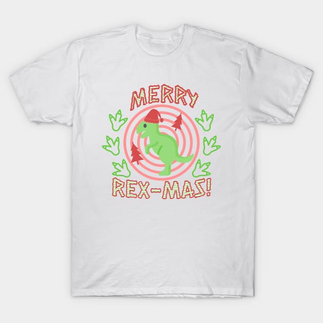 Merry Rex-mas Kids Dinosaur Christmas T-Shirt by EvolvedandLovingIt